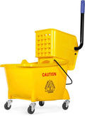 26-Quart Rolling Mop Bucket with Down Press Wringer D690605
