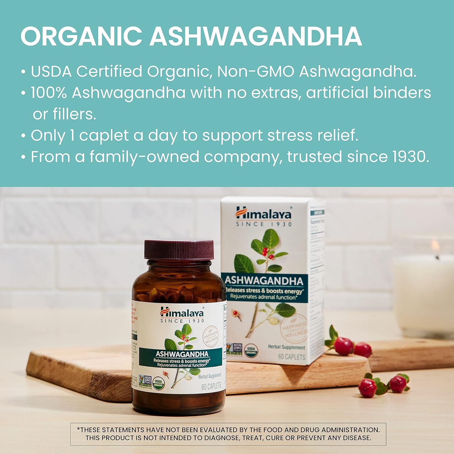 Organic Ashwagandha 90 Caplets 670 mg R67127