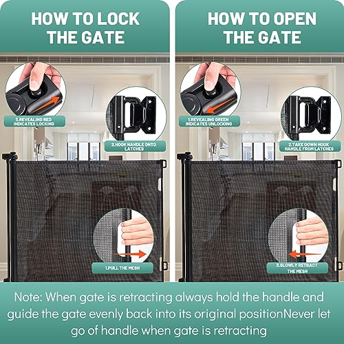 Grey Retractable Mesh Baby Gate, 41" Extra Tall, 55" Wide E544