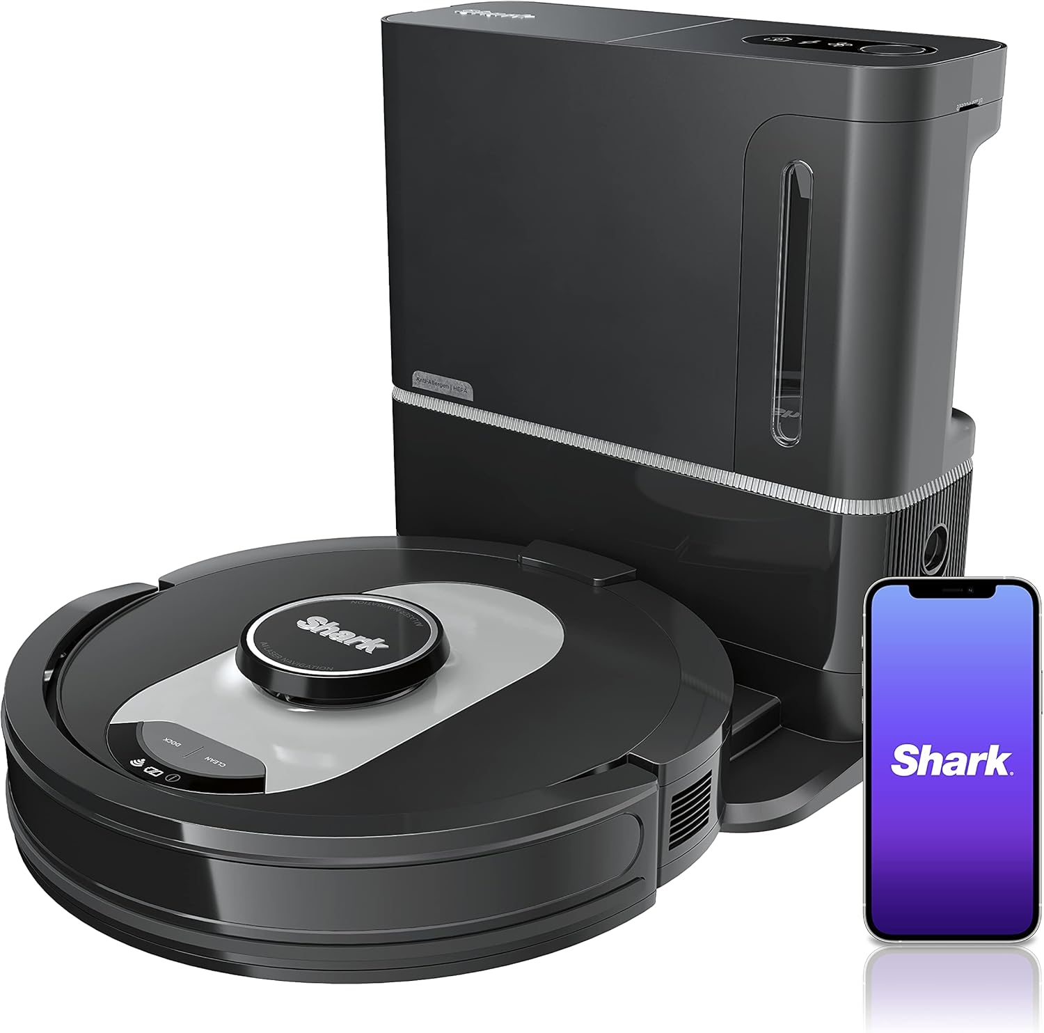 Black Robot Vacuum with HEPA Self-Empty Base V579
