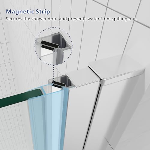 Chrome Semi Frameless Pivot Swing Shower Door, 32 in.W X 72 in.H, Clear Glass Z7927