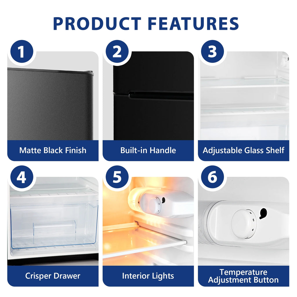Black 3.2 Cu ft Two Door Mini Refrigerator with Freezer L191