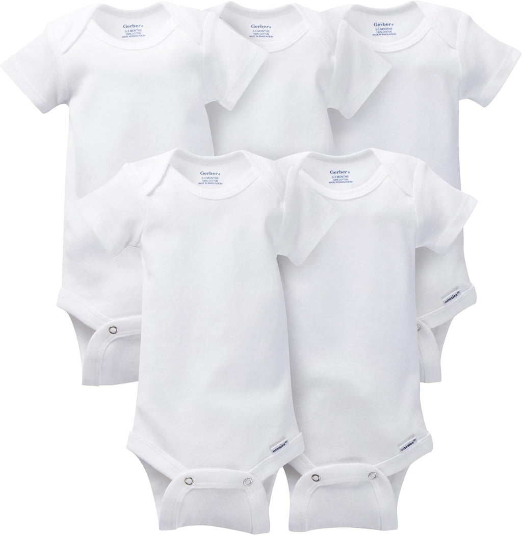 5-Pack White Short Sleeve Onesies Bodysuits D210068