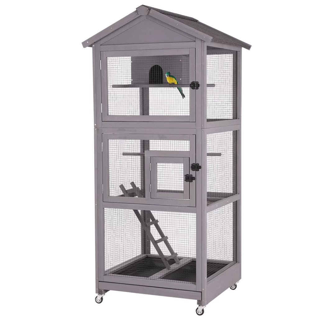 71'' Wooden Birdcage with Stand W36293