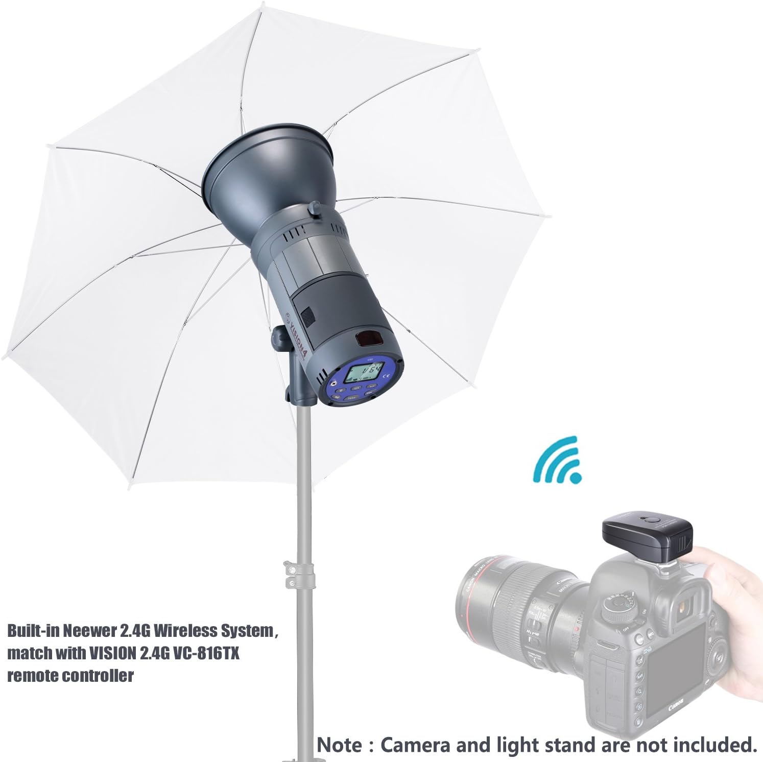 600W Battery Powered Outdoor Studio Flash Strobe Lighting Kit with Translucent White Umbrella and Rectangular Softbox U59043
