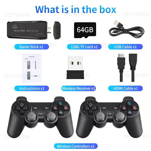 Wireless Retro Game Console Stick with 2.4G Wireless Controllers, 64GB H19681