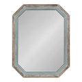 Large Rustic Octagon Wall Mirror, 36" x 28", Coastal Blue and Rustic Brown N481354