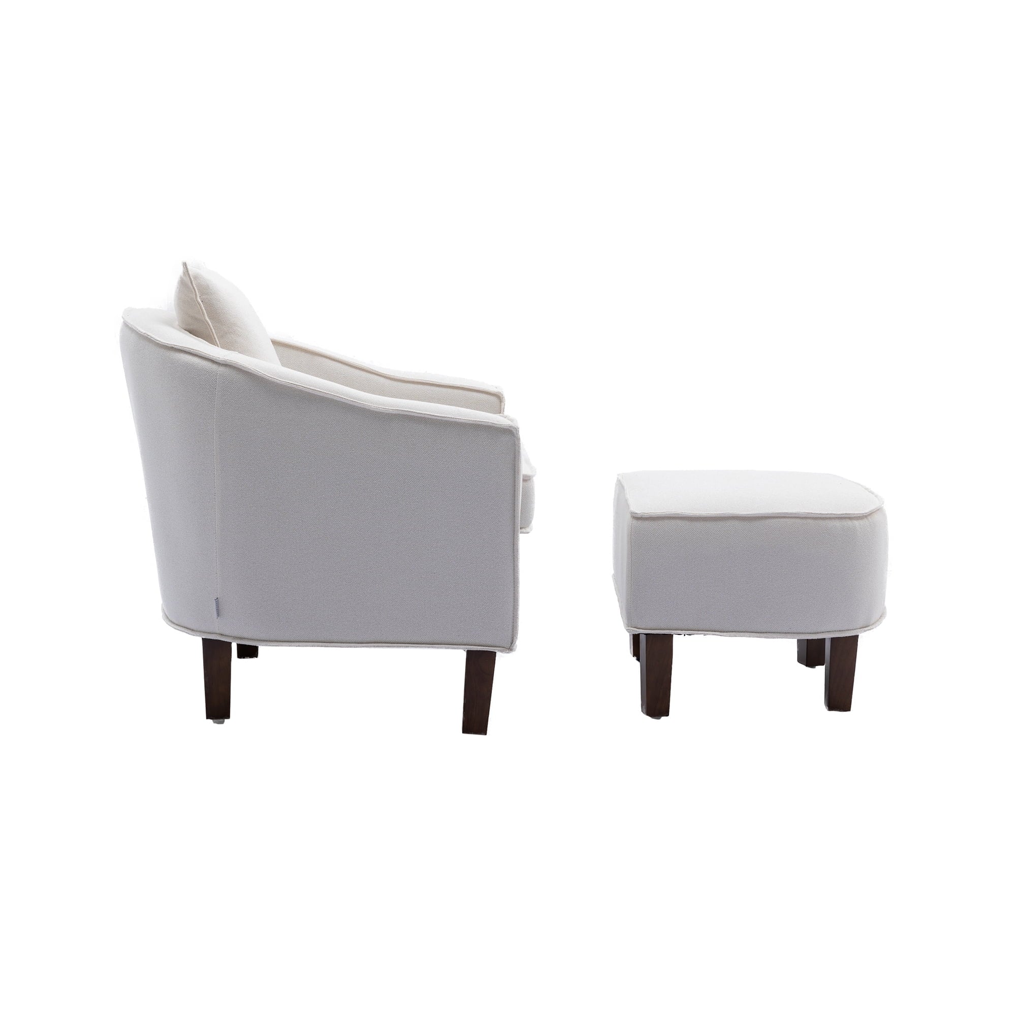 Olive Linen Microsuede Fabric Barrel Chair with Ottoman L484530
