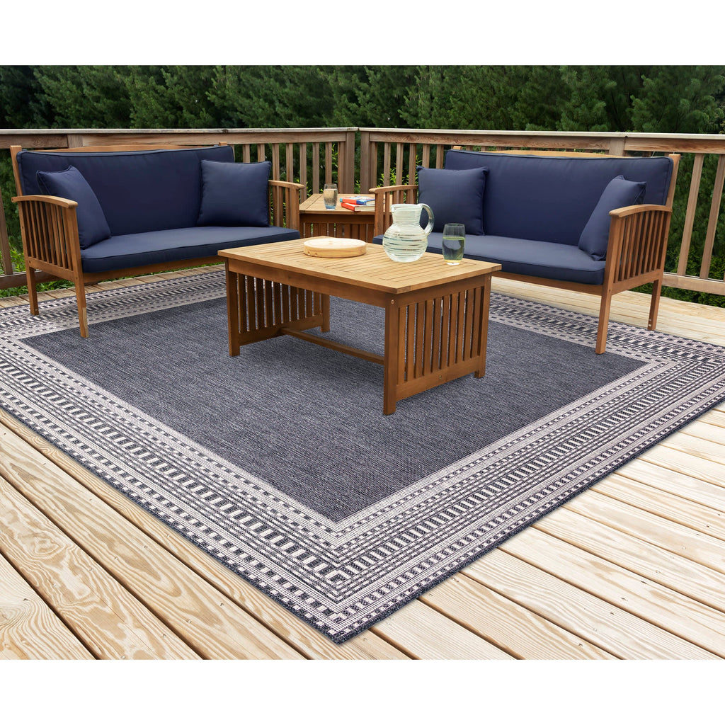 Malibu Etched Border Indoor Outdoor Area Rug