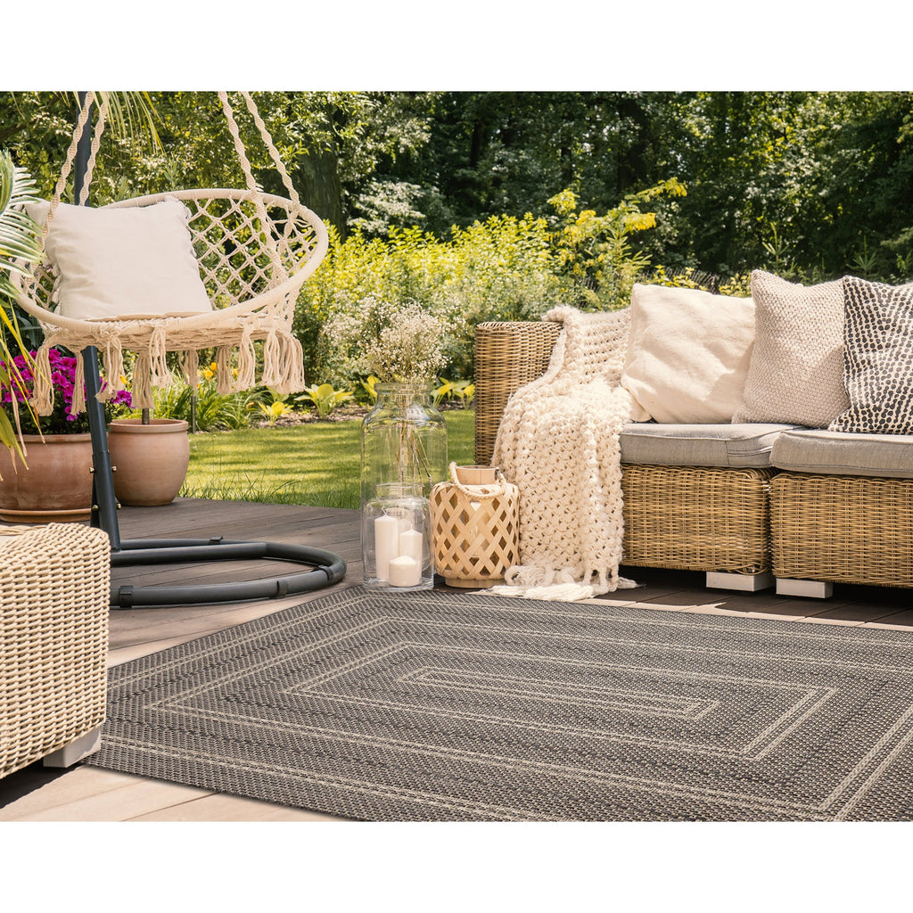 Monaco Multi Border Indoor Outdoor Area Rug