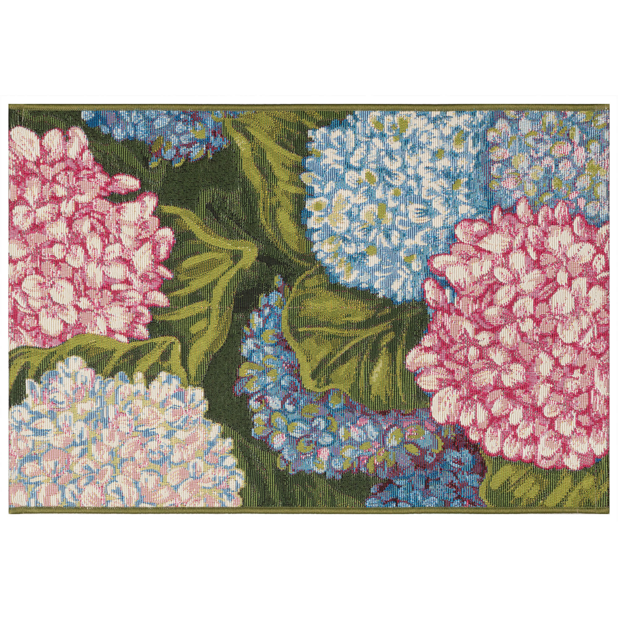 Esencia Hydrangeas Indoor Outdoor Mat with Non-Skid Backing