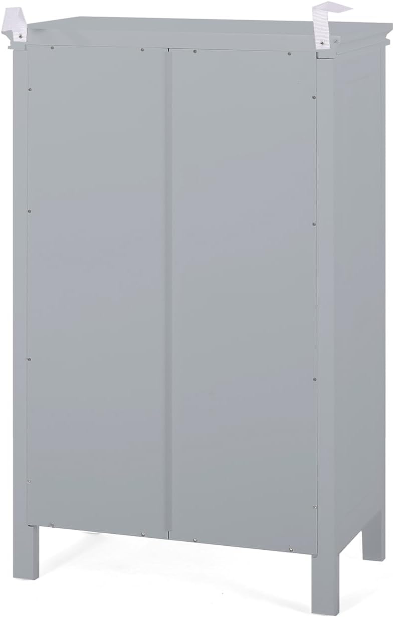 Wooden Bathroom Floor Cabinet with Drawer, Adjustable Shelf, 2-Door Cupboard L43858