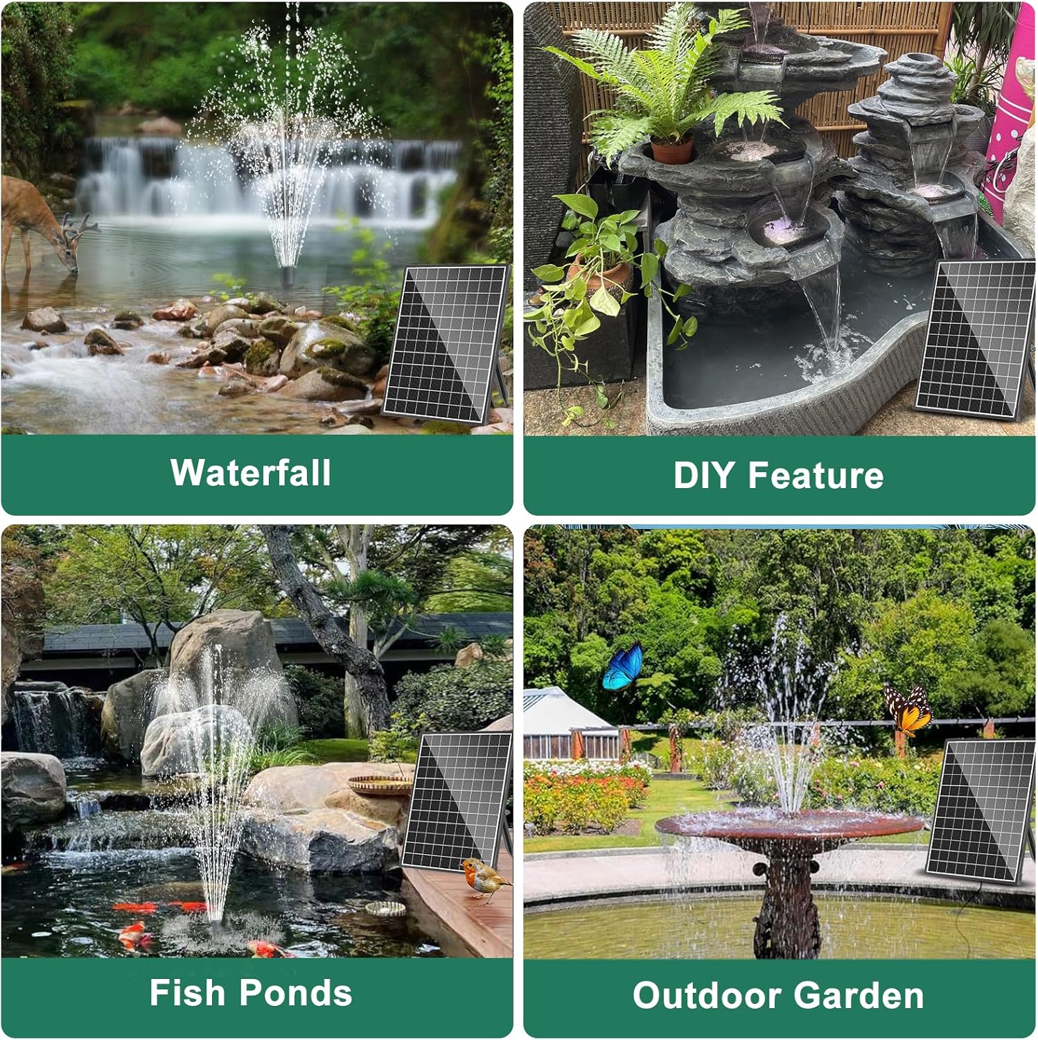 25W Solar Fountain Pump 410GPH with 16.5FT Cord L698