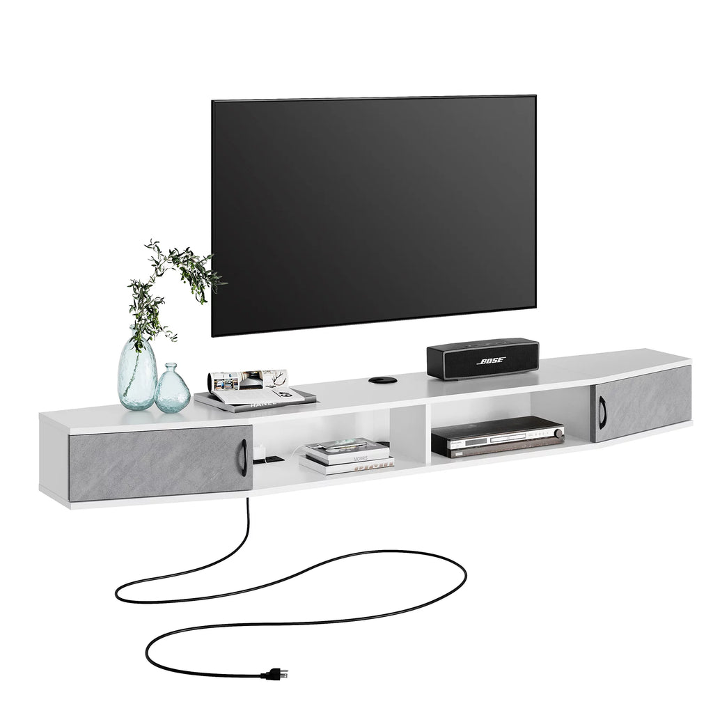 White 70 Inch Floating TV Stand with Storage Cabinet E775