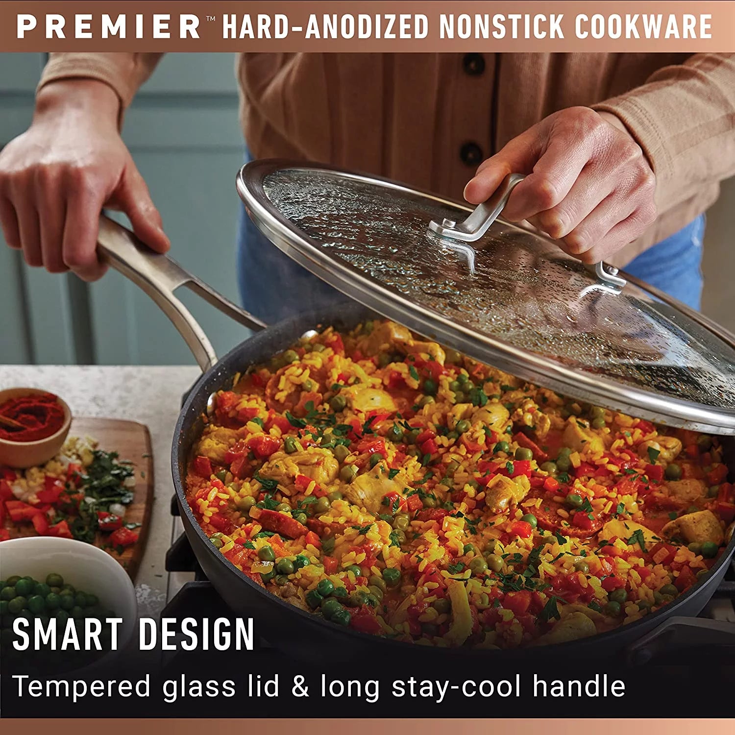 13-Inch Hard-Anodized Nonstick Deep Skillet with Lid B800702