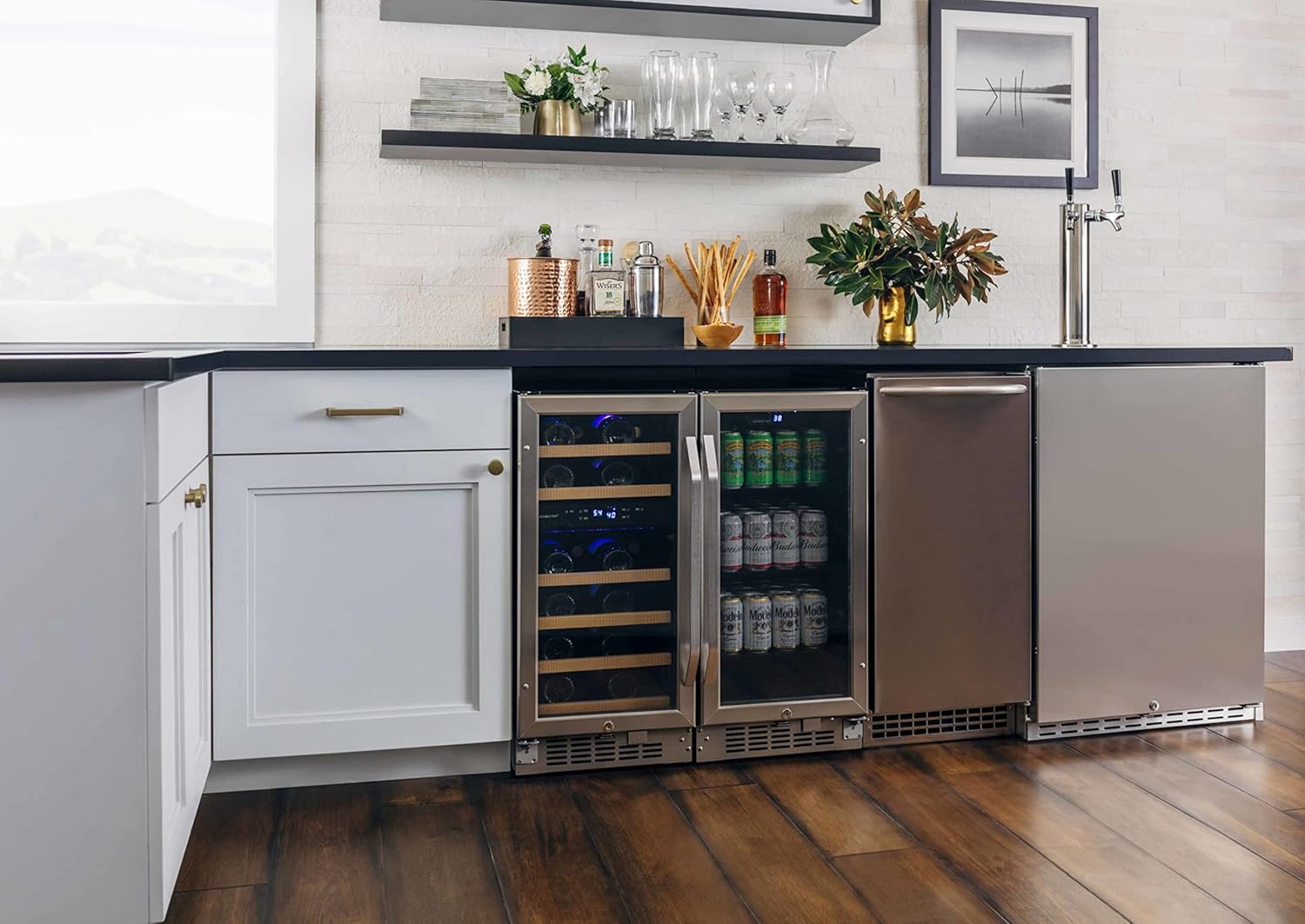 15 Inch Wide 80 Can Built-In Beverage Cooler with Blue LED Lighting P5064