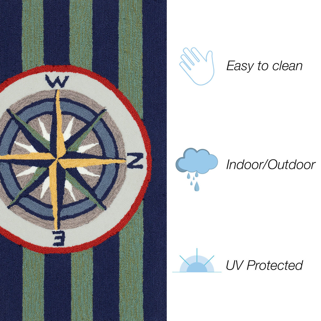 Frontporch Striped Compass Indoor Outdoor Mat