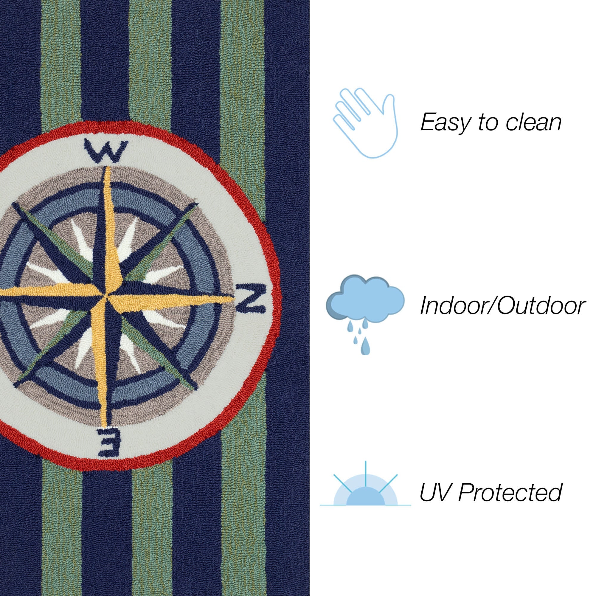 Frontporch Striped Compass Indoor Outdoor Mat