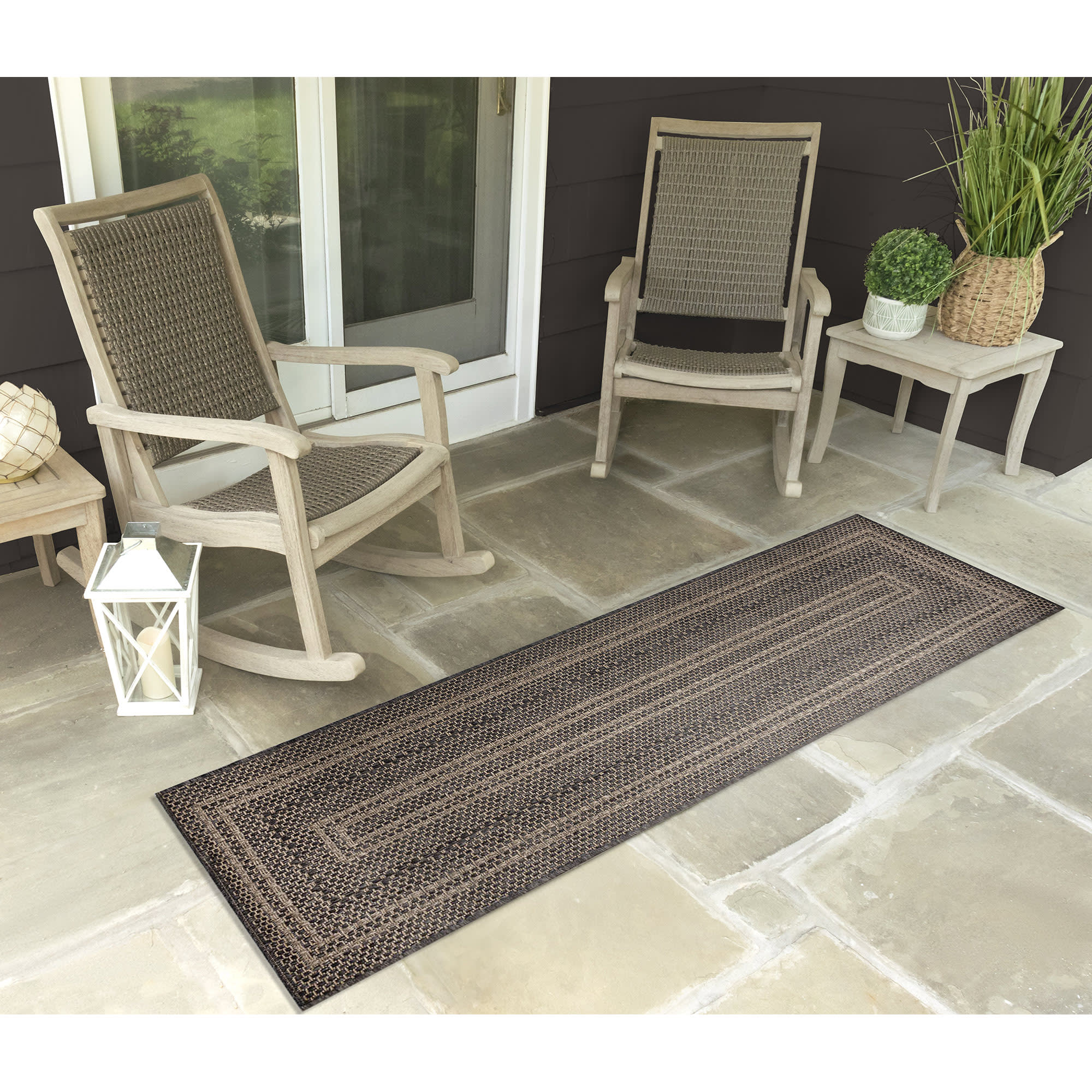 Monaco Multi Border Indoor Outdoor Area Rug