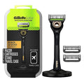 Gold Edition Razor with Exfoliating Bar, 1 Handle, 3 Razor Blade Refills, 1 Travel Case, 1 Premium Magnetic Stand T7858
