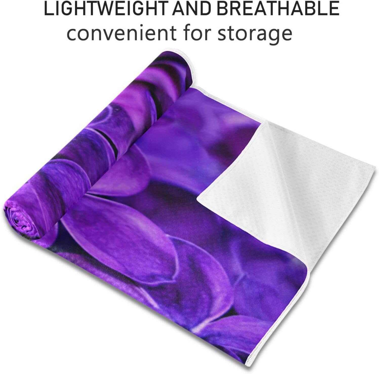 Lilac Purple Floral Non Slip Yoga Towel 73x 27 Inch with Storage Bag T9382