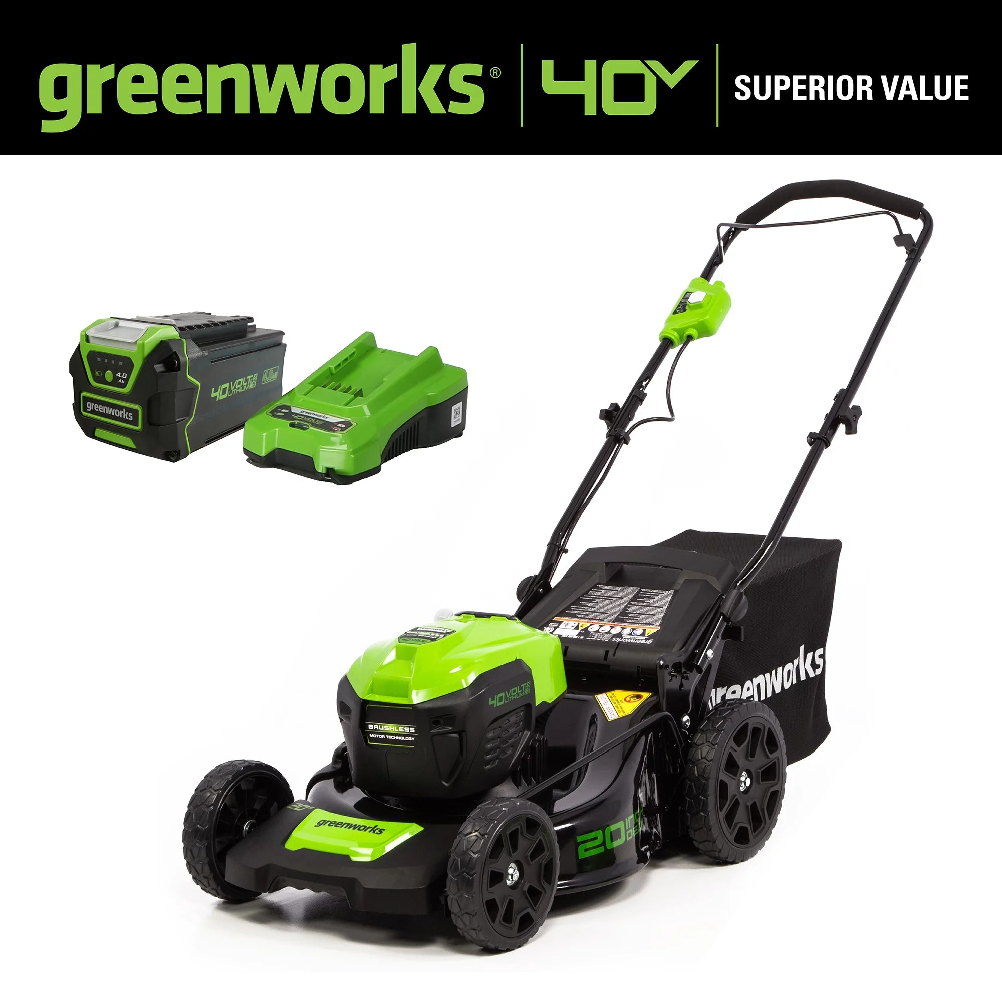 40V Brushless Push Lawn Mower with 4.0 Ah Battery & Quick Charger S145