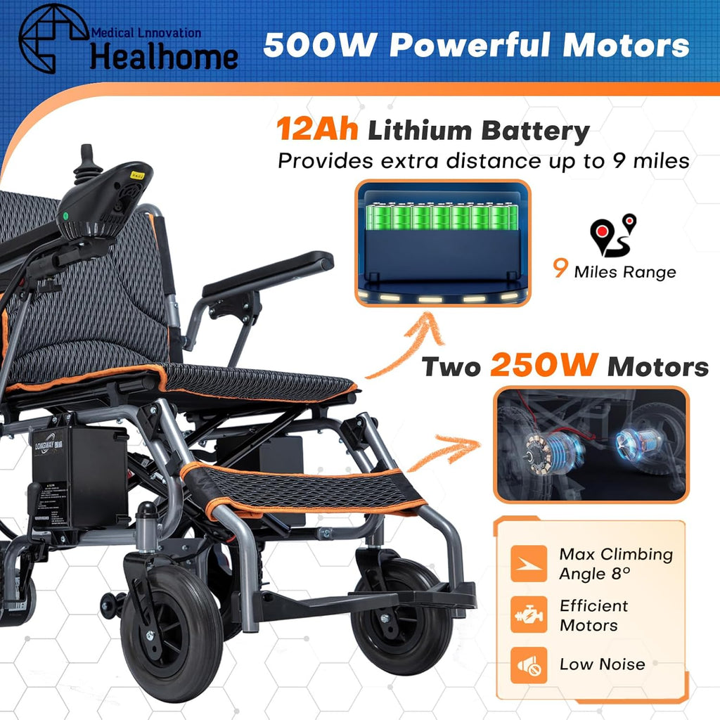 Black Lightweight Foldable Electric Wheelchair Z372912