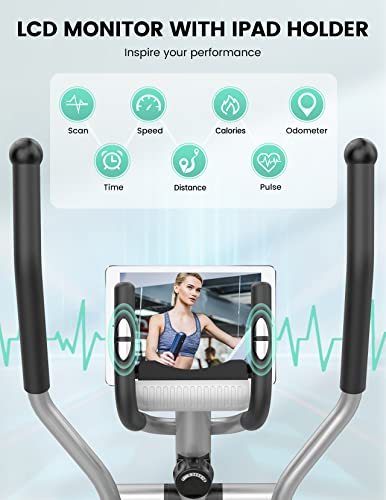 Compact Elliptical Exercise Machine with 8 Levels Adjustable Resistance T71400