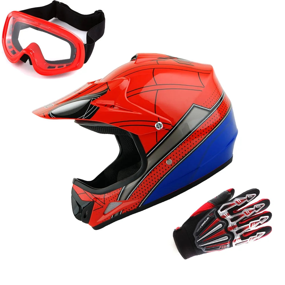 Spider Red Motorcycle Helmet Bundle E123