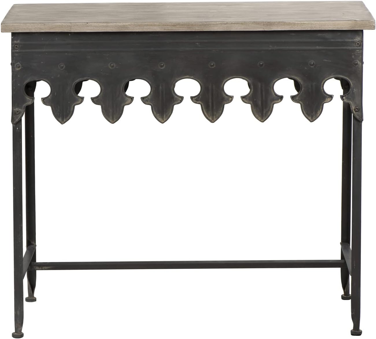 Metal Scalloped Edge Table with Wood Top X3246