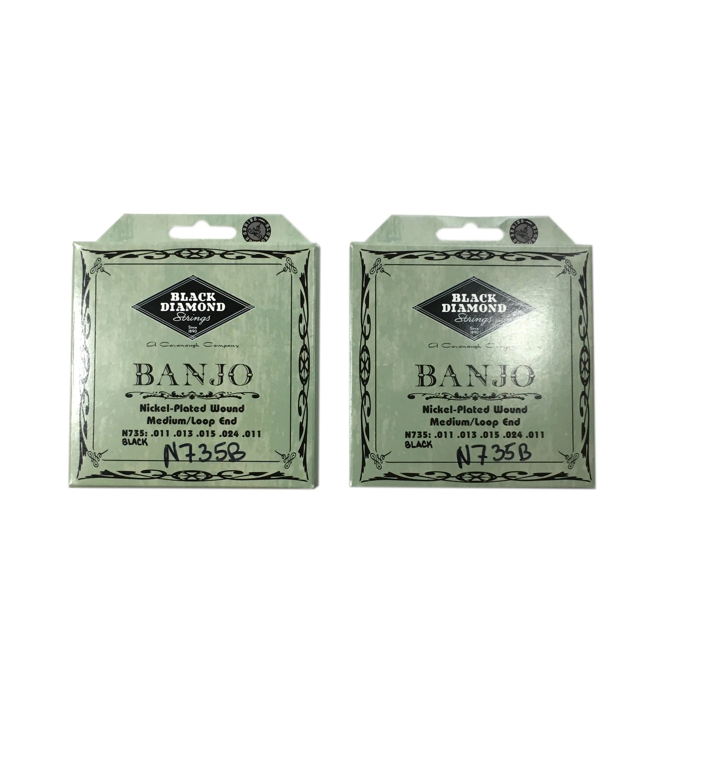 Black Coated 5-String Medium Loop End Banjo Strings 2-Pack M8976