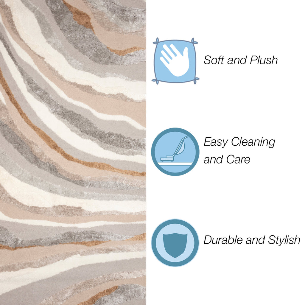 Fiord Wave Indoor Area Rug with Non-Skid Backing