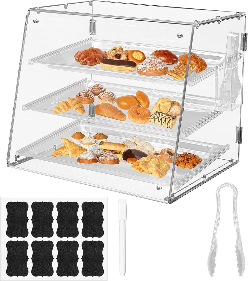 3 Tier Acrylic Display Case with Front Rear Door Clear 21'' x 18'' x 16.5'' B7075