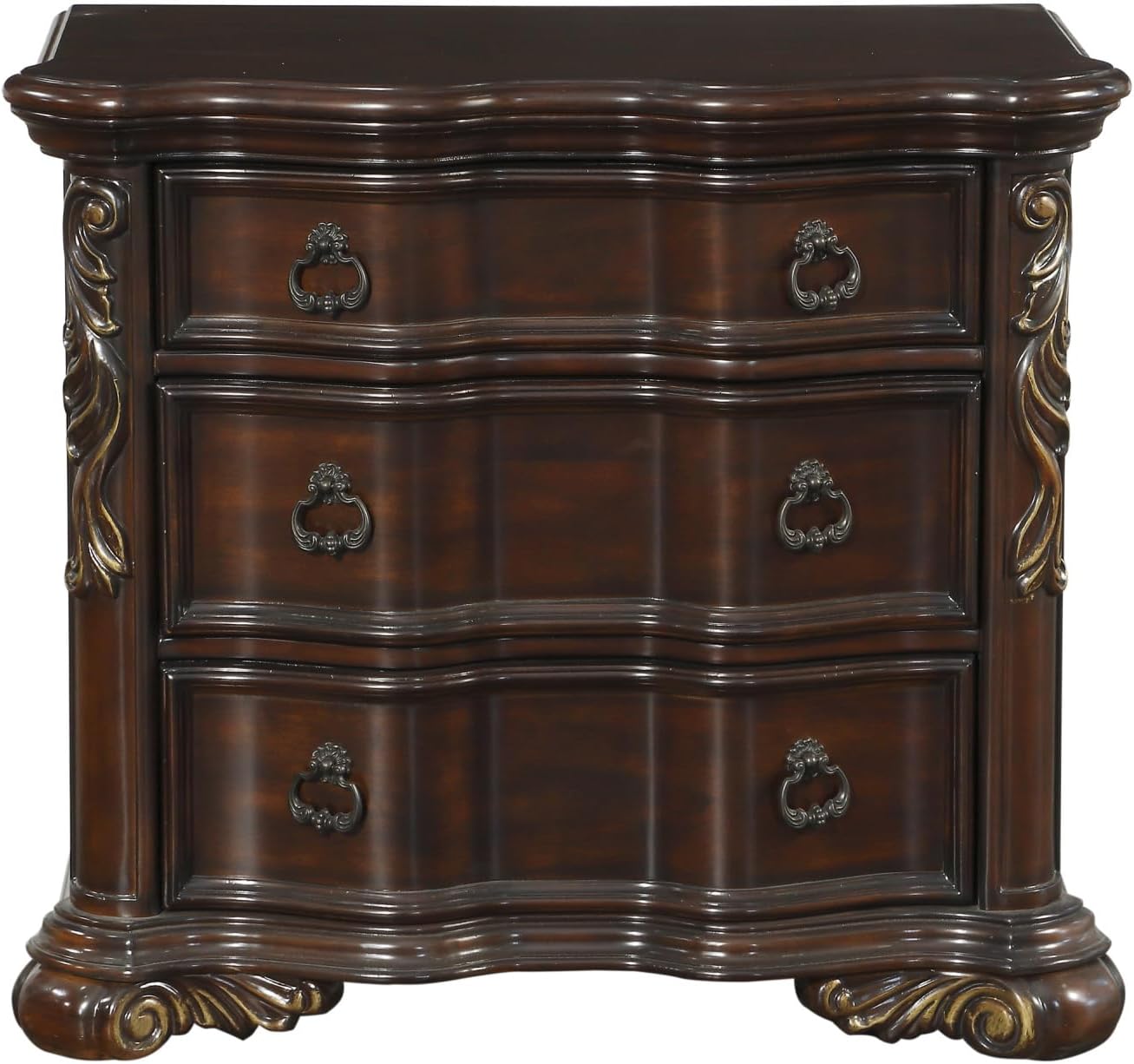 Cherry Finish Nightstand of 3 Drawers J3984