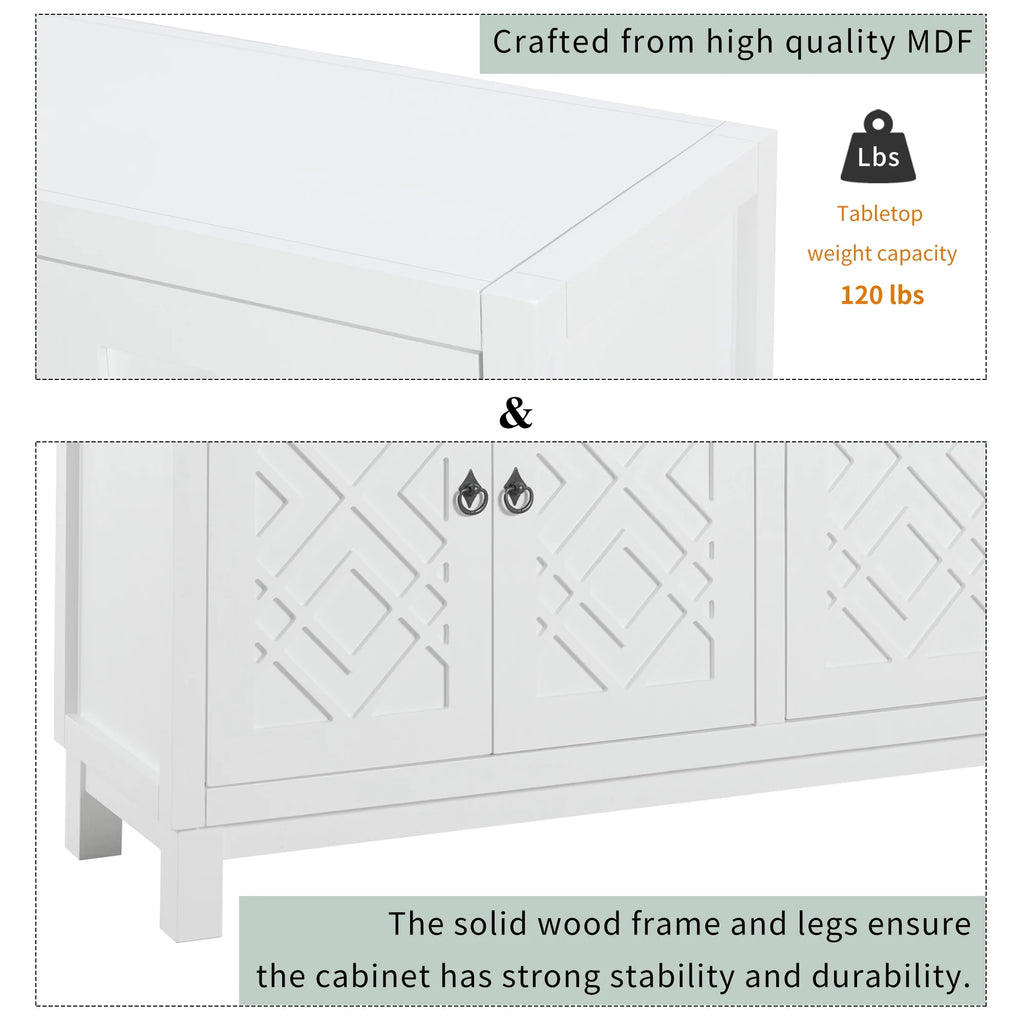 White 2-Door Storage Cabinet with Metal Legs and Adjustable Shelves T697566