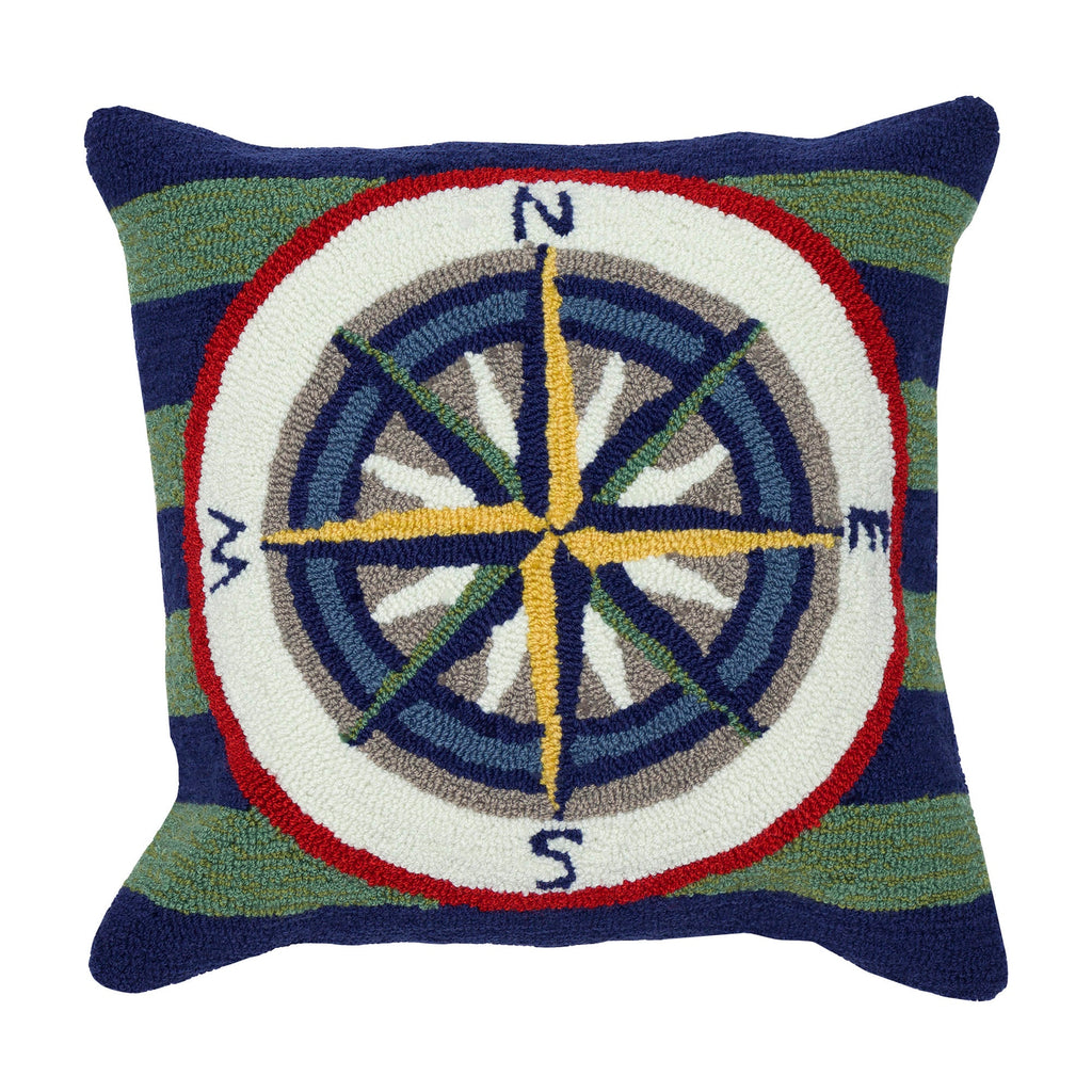 Frontporch Striped Compass Indoor Outdoor Square Throw Pillow