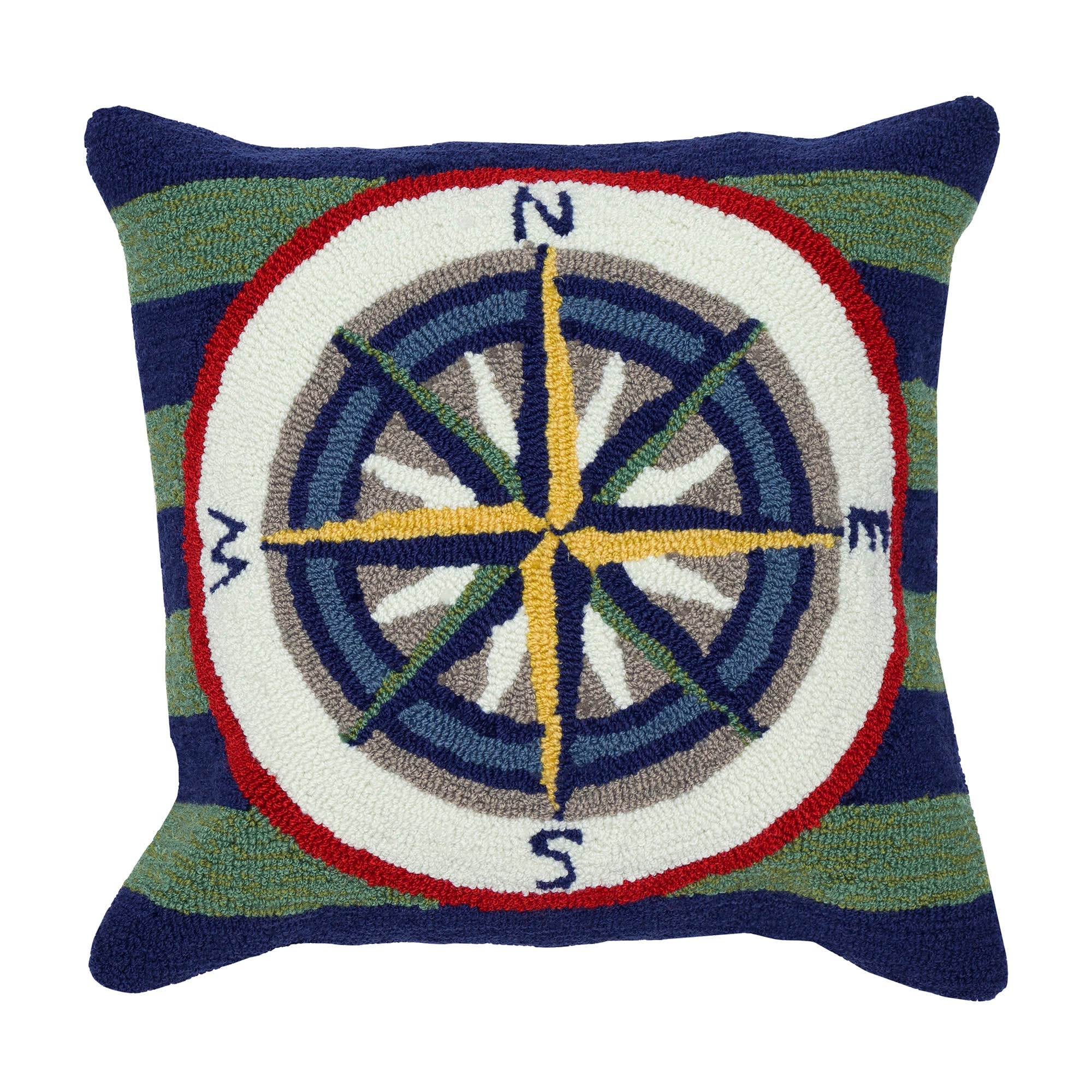Frontporch Striped Compass Indoor Outdoor Square Throw Pillow