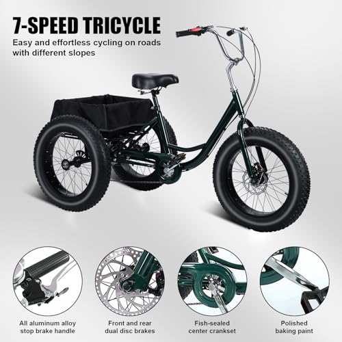 20 Inch 7 Speed Adult Tricycle with Double Disc Brake G990204