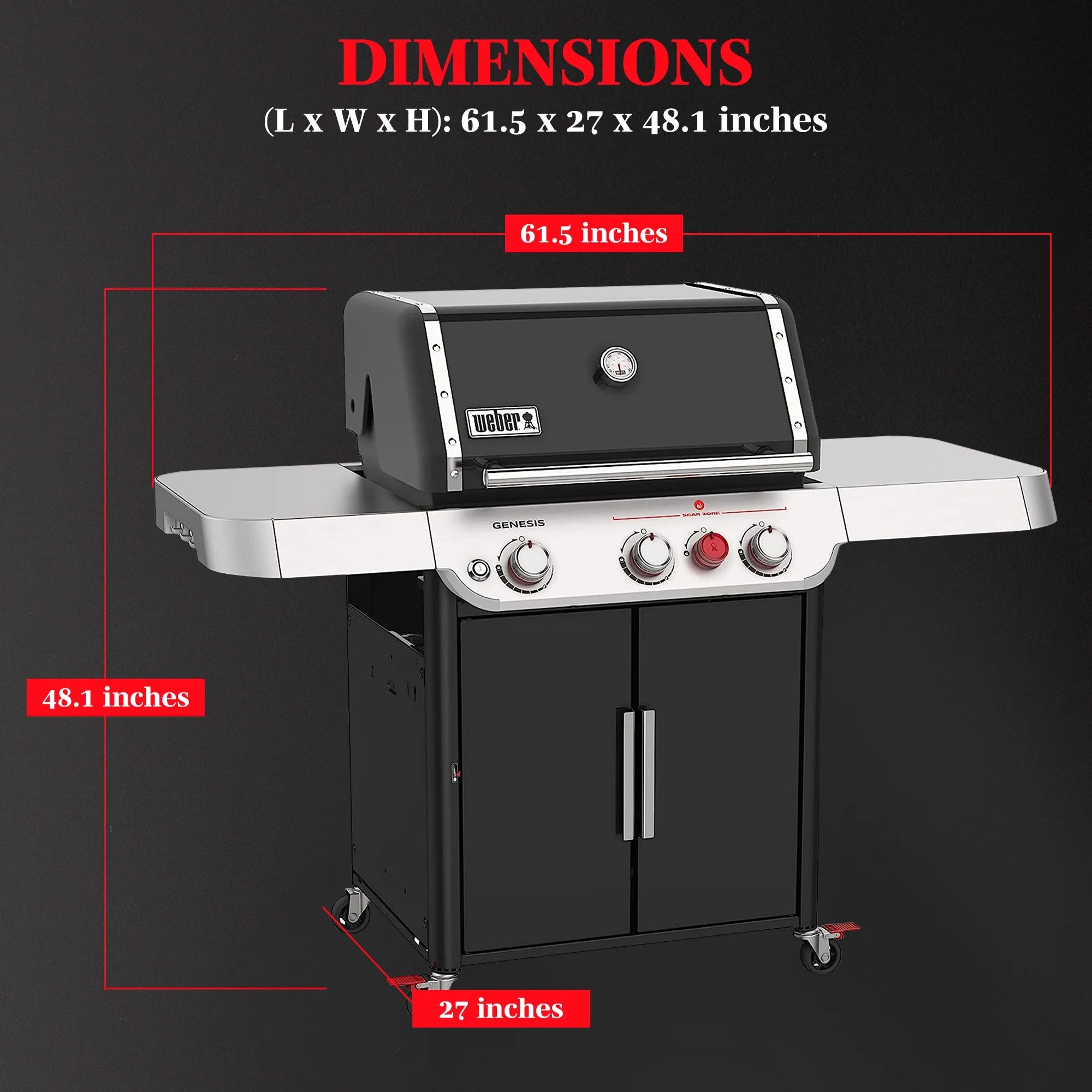Black 3-Burner Propane Gas Grill Y2992