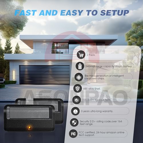 Yellow Learn Button Garage Door Opener Remote (2Pack) U7130