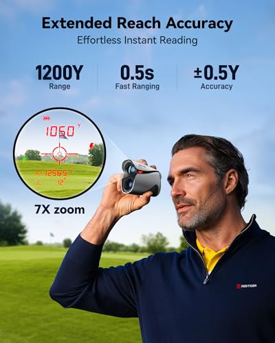 1200 Yards Laser Rangefinder Golf with Slope, 7X Magnification, Magnetic J7727