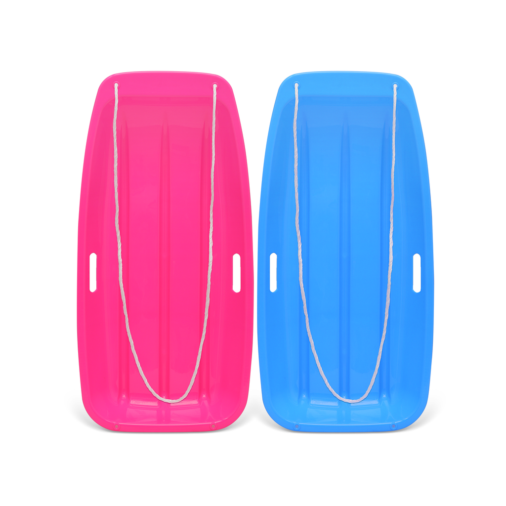 2 Pack 35" Plastic Snow Sleds with Pull Rope, 2 Handles S697
