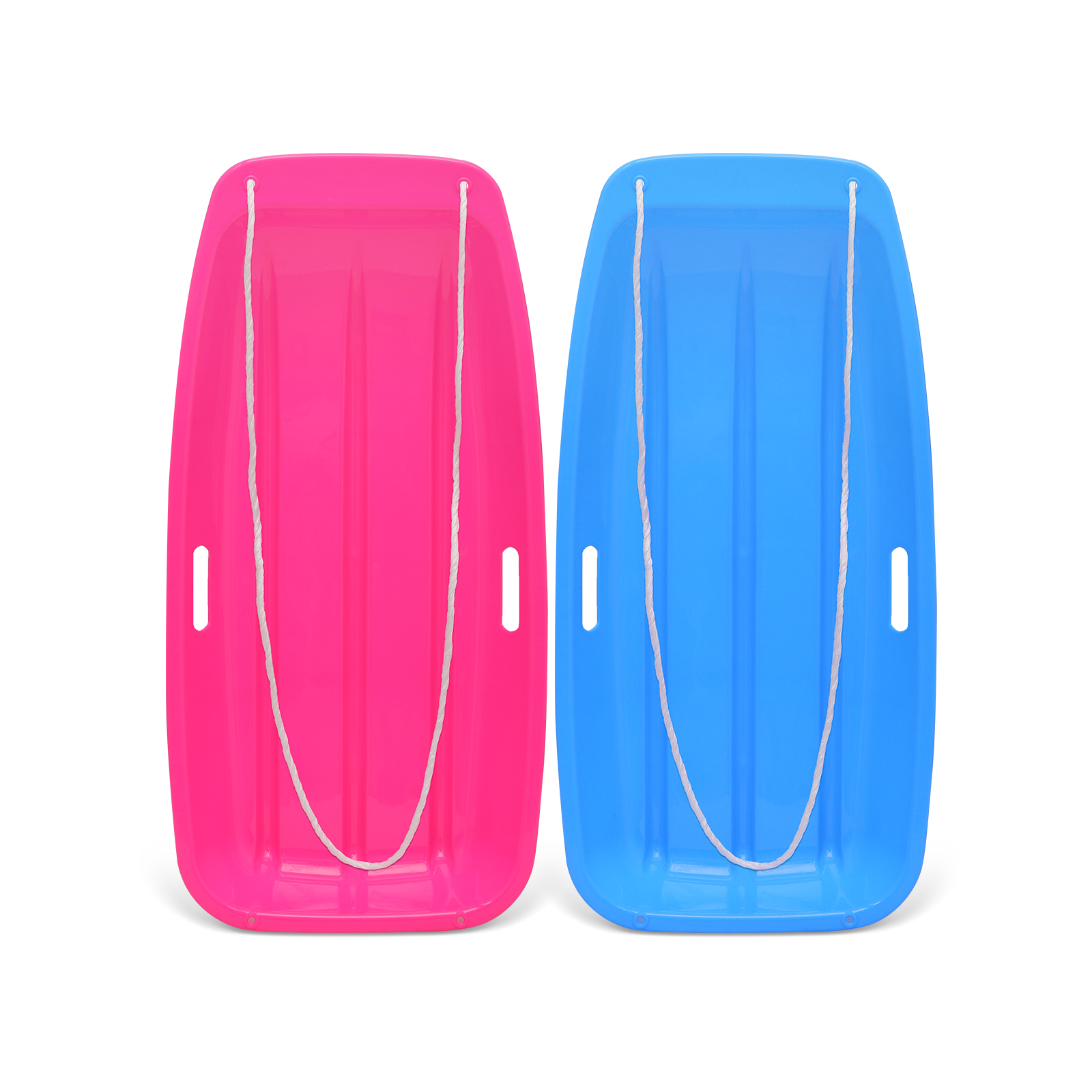 2 Pack 35" Plastic Snow Sleds with Pull Rope, 2 Handles S697