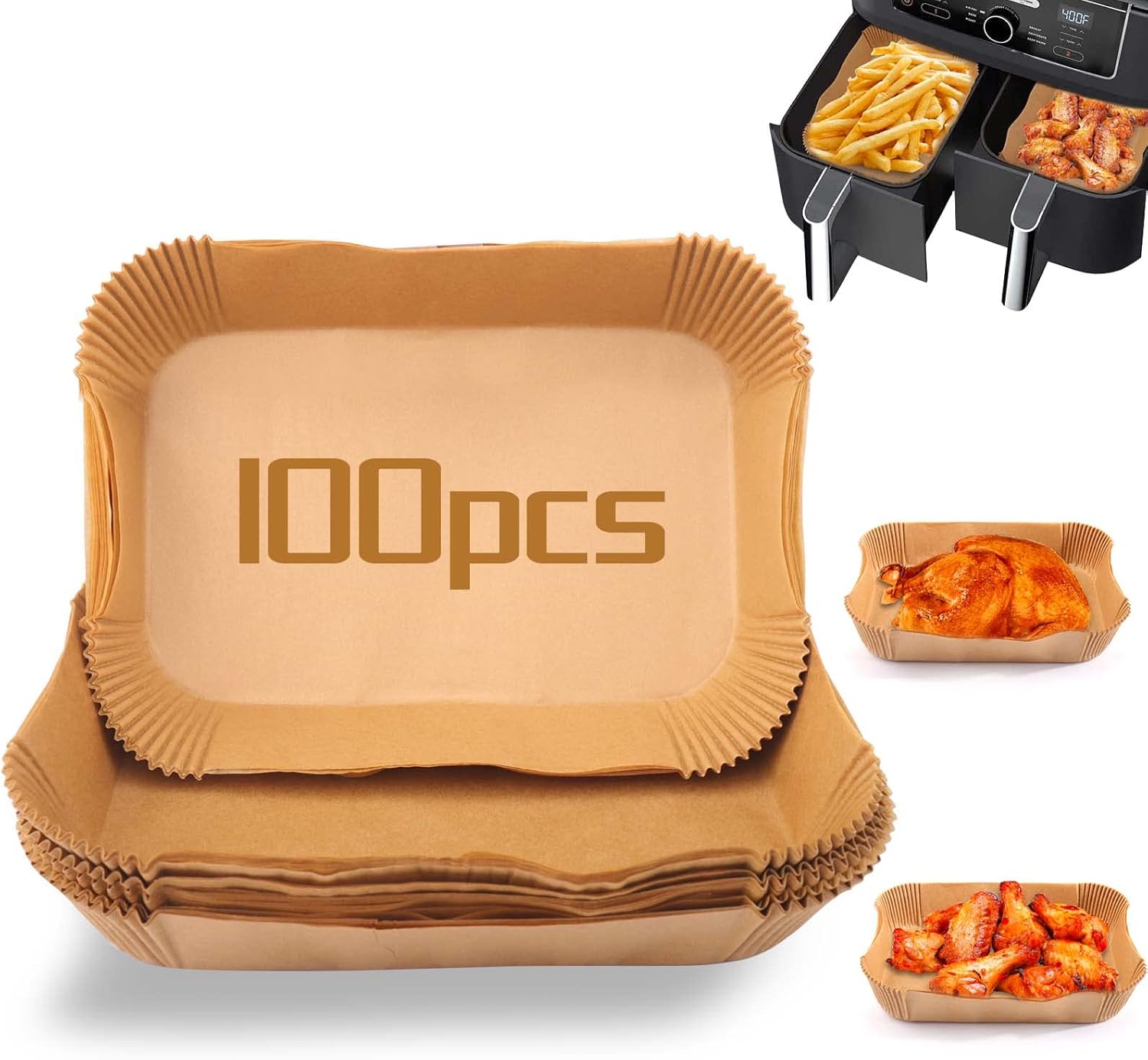 100Pcs Rectangular Baking Paper Liners for Air Fryers Z81911