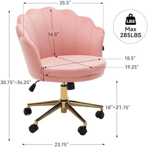 Pink Velvet Swivel Vanity Chair with Wheels E4196