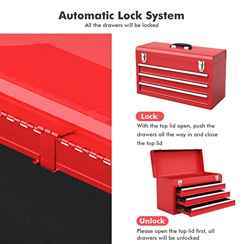 20" 3 Drawer Heavy Duty Steel Tool Box W52577