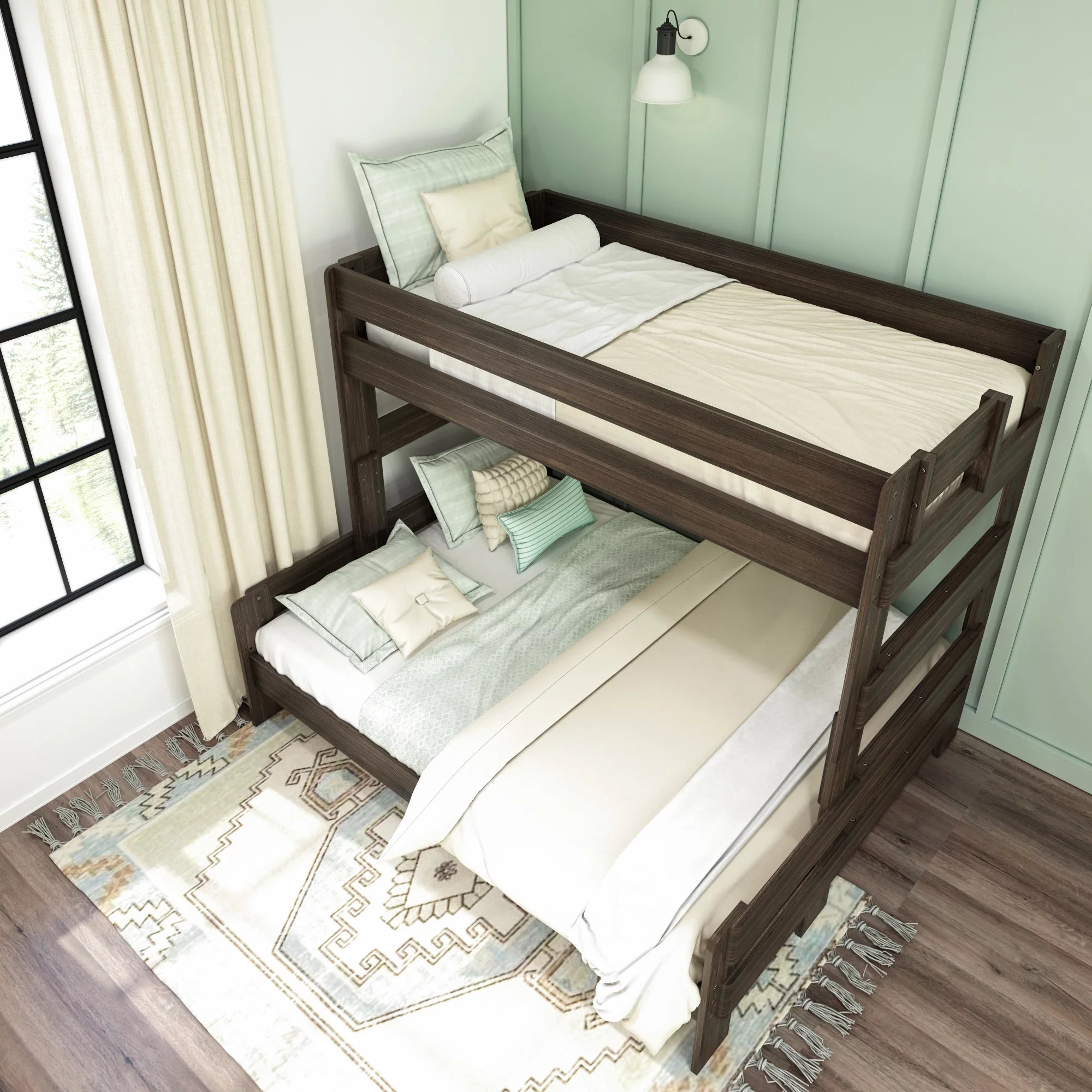 Twin XL Over Queen Platform Bed Frame Barnwood Brown F559
