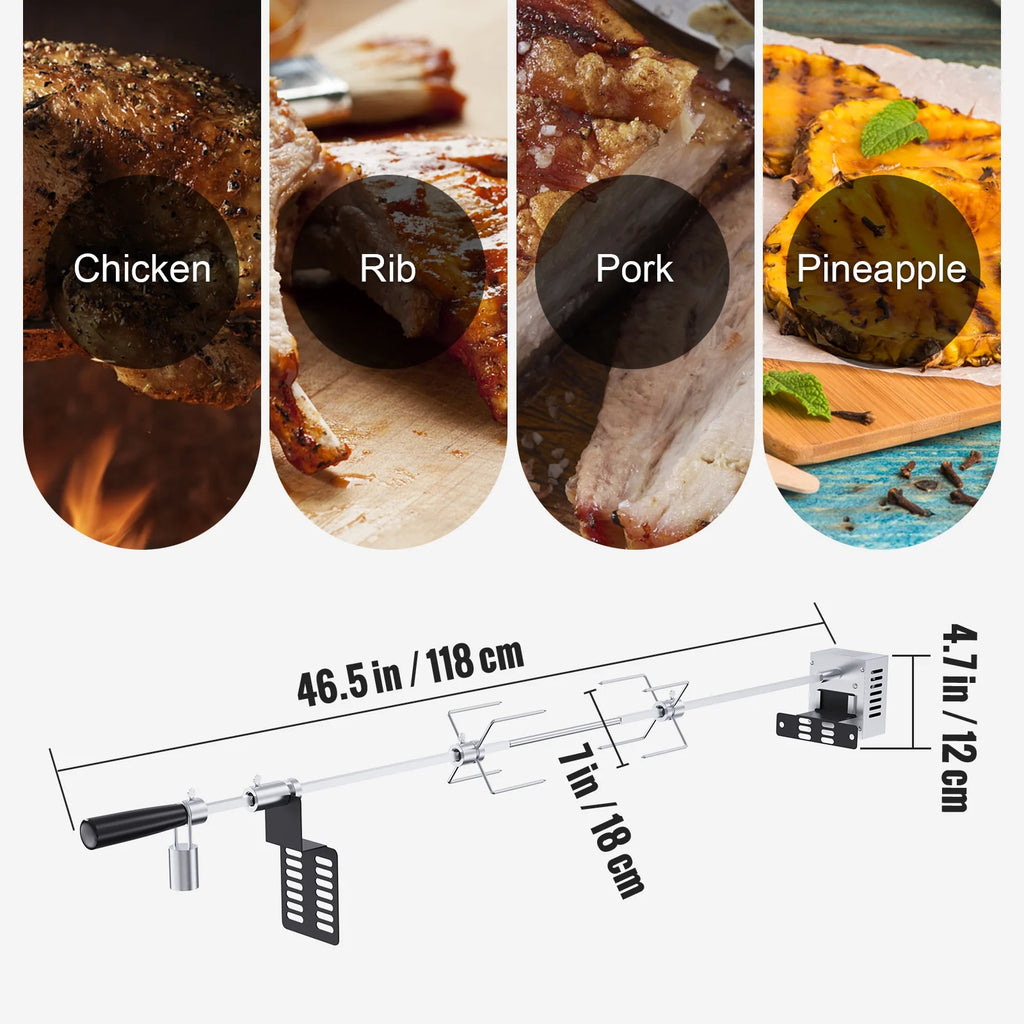 Universal Grill Rotisserie Kit BBQ Roaster 32"/39" Spit Rod Electric Motor N43507