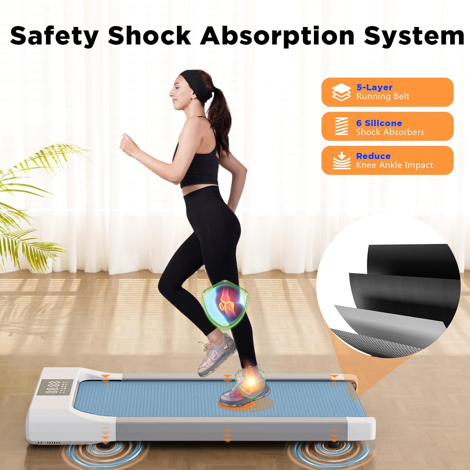 Under Desk Treadmill with Remote Control LED Display, 300 lb Capacity K107