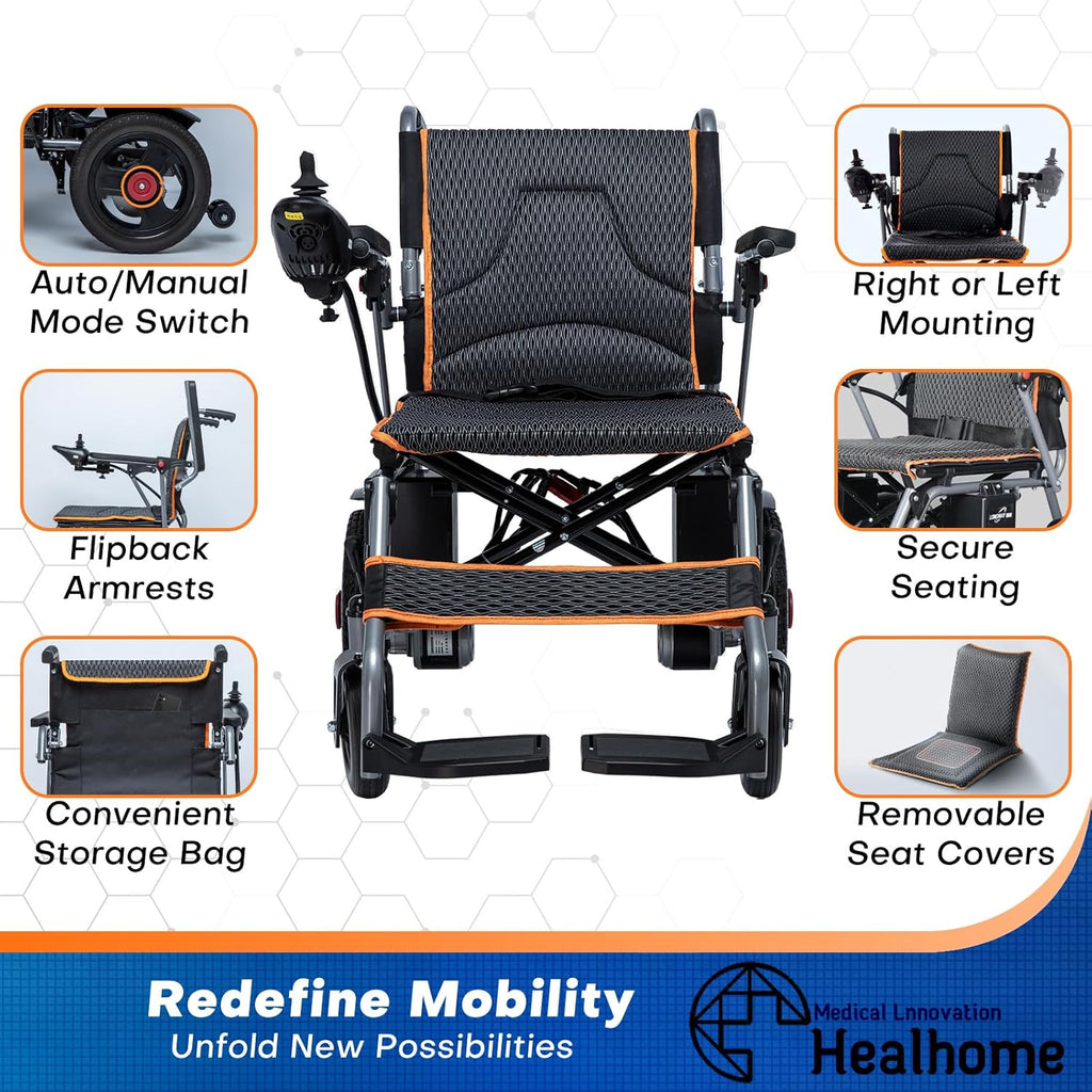Black Lightweight Foldable Electric Wheelchair Z372912